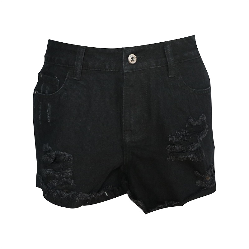 negru denim rip scurt WS1434