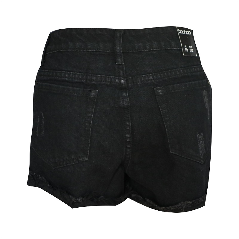 negru denim rip scurt WS1434