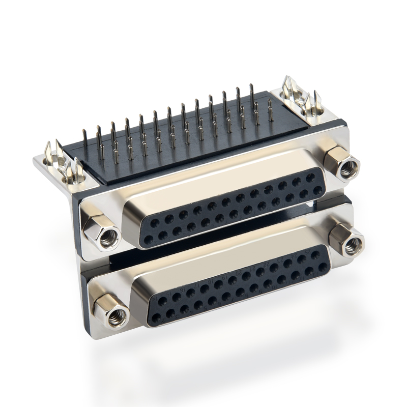 d sub 25 de pini conector dublu port drept unghi PCB montare de sex feminin la feminin