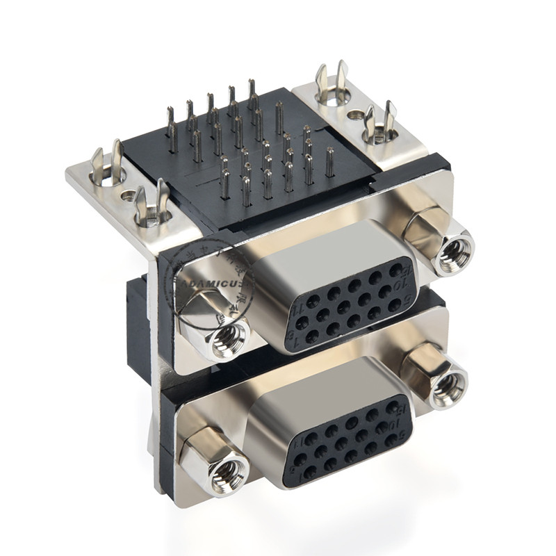 Unghi de unghi drept montat de la feminin la feminin 15 pin d sub port dual port