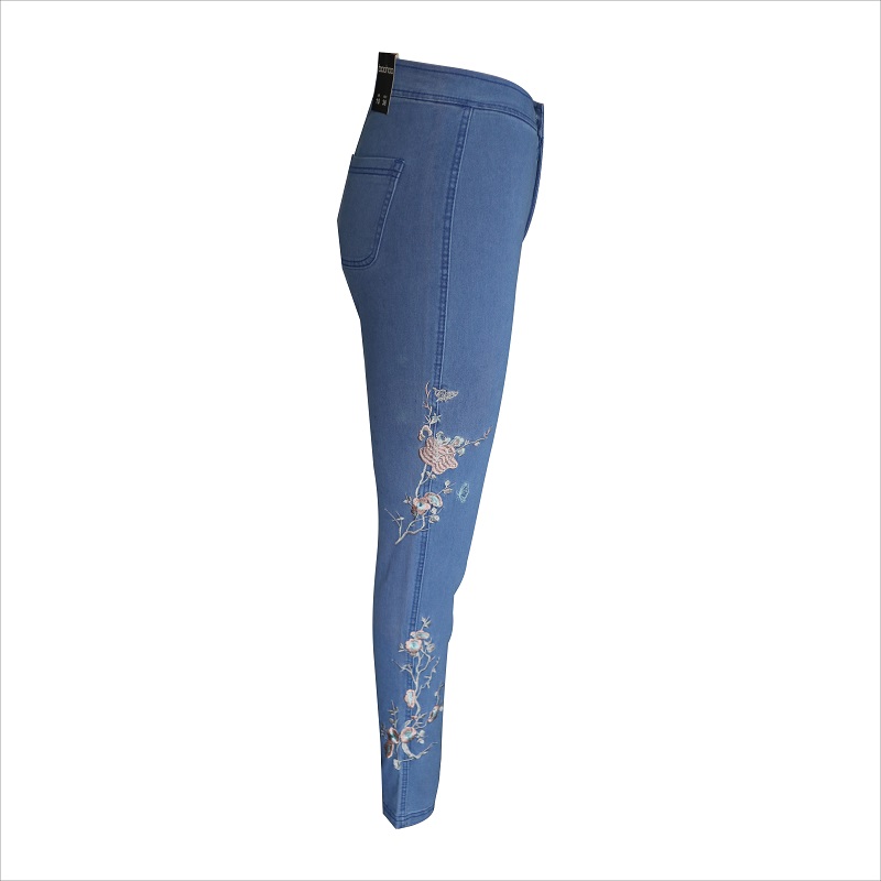 moda brodate albastru skinny blugi WS10123