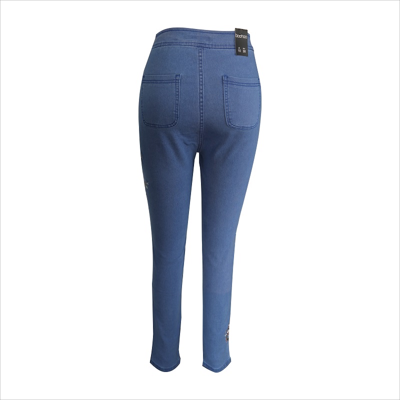 moda brodate albastru skinny blugi WS10123