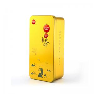 Cutie de ceai din metal auriu dreptunghiular