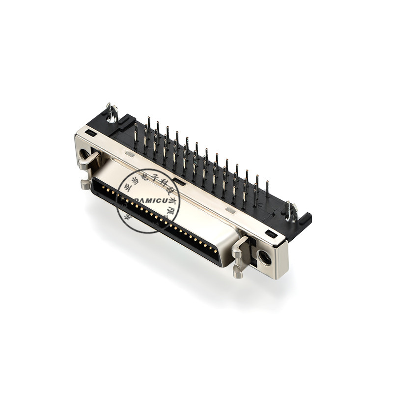 Conector CN SCSI feminin de 50 de colți unghi drept