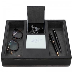 Negru tăvile de valiză din piele