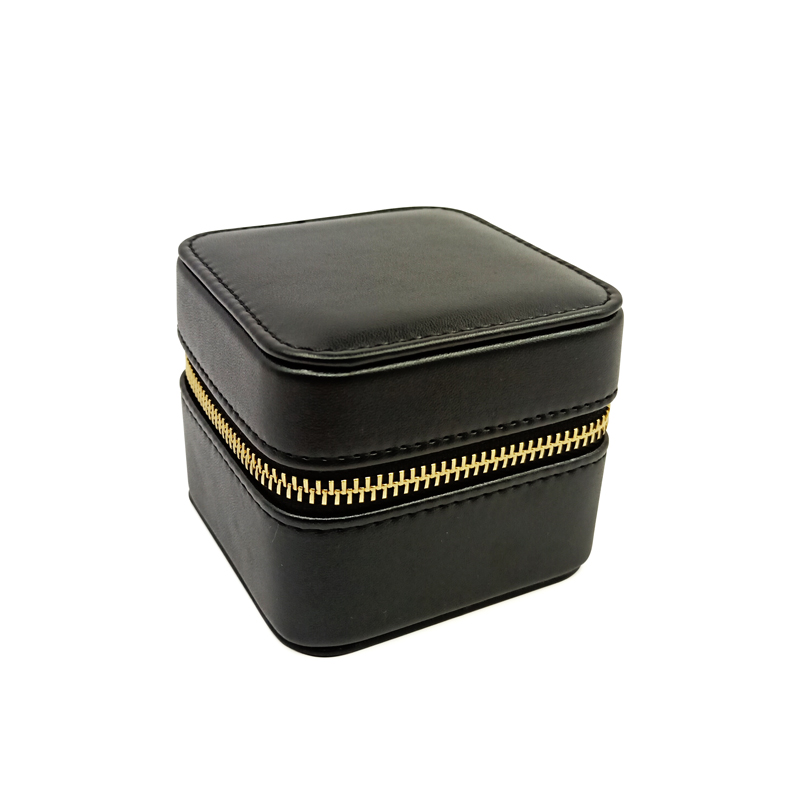 Pu faux din piele cutie de bijuterii cu fermoar