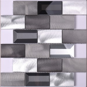 Lumina / gri închis din aluminiu amestecă din sticlă backsplash țiglă de bucătărie