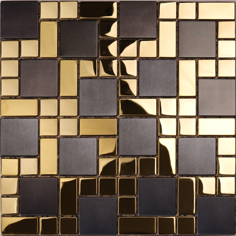 HSW18138 Pătrat Shape Negru Amestec Mozaic Gold Placi