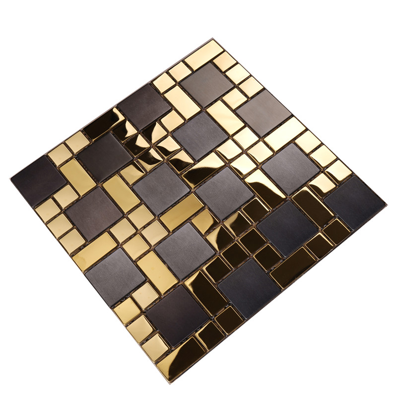 HSW18138 Pătrat Shape Negru Amestec Mozaic Gold Placi