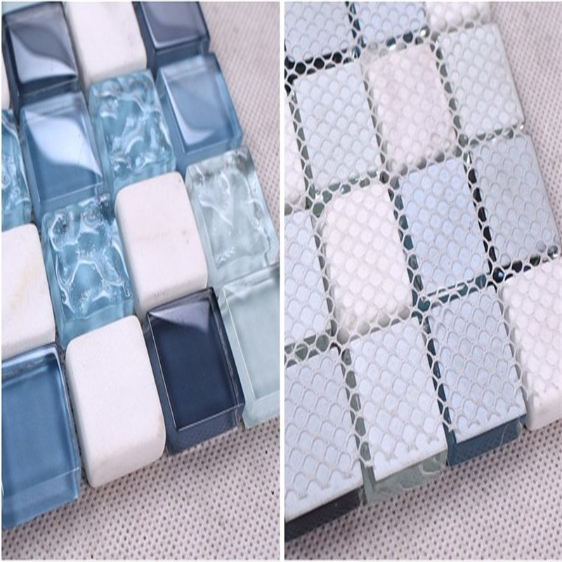 KS205 Design decorativ în formă de pardoseli din sticlă albastră pentru duș pentru toaletă și pereți de toaletă