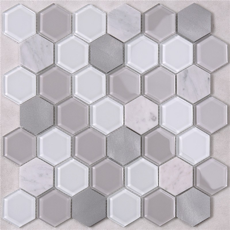 HSL41 Unic alb verde mic hexagon și de perete mozaic decoratiuni de gresie