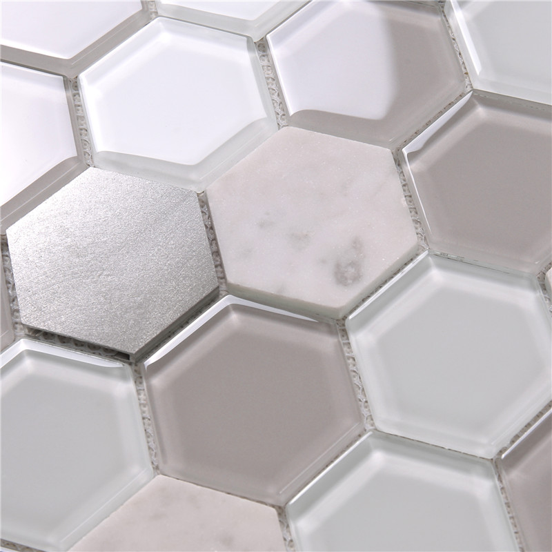 HSL41 Unic alb verde mic hexagon și de perete mozaic decoratiuni de gresie
