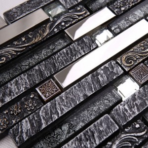 Ultimul design Roman Antique Luxurious Bronz Anaglyph Resin Amestecat Glitter Crystal Glass Mosaic Tile