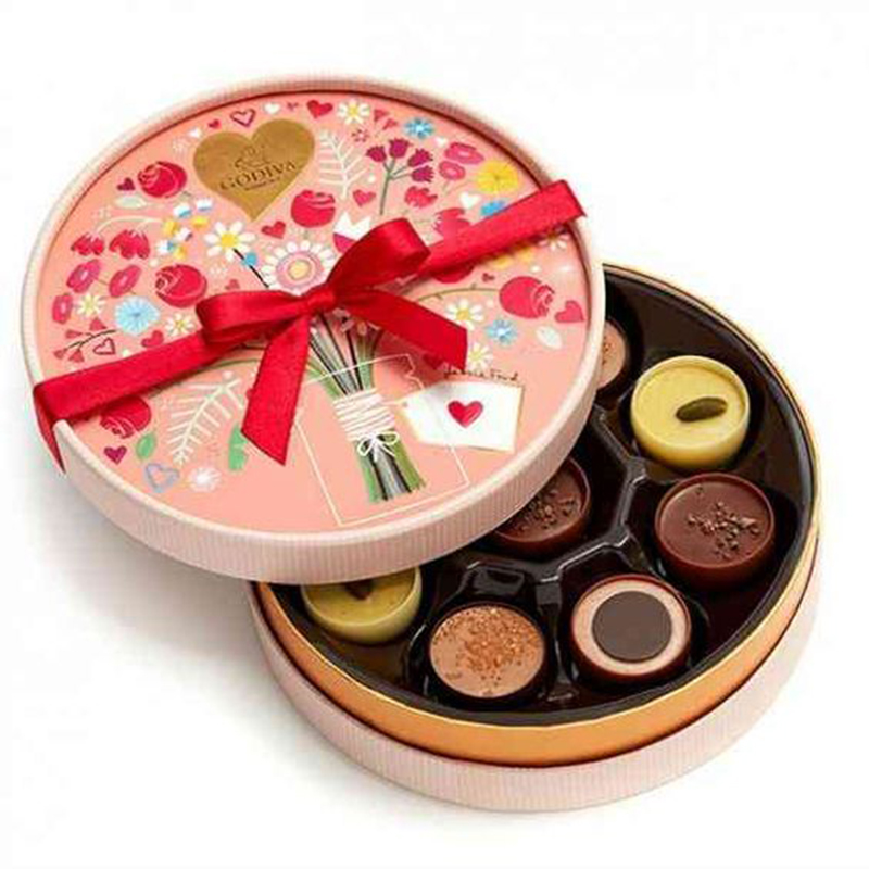 Set personalizat rotund de ciocolată cadou Bomboane de ambalaj cu strat de hârtie cu imprimare imprimate