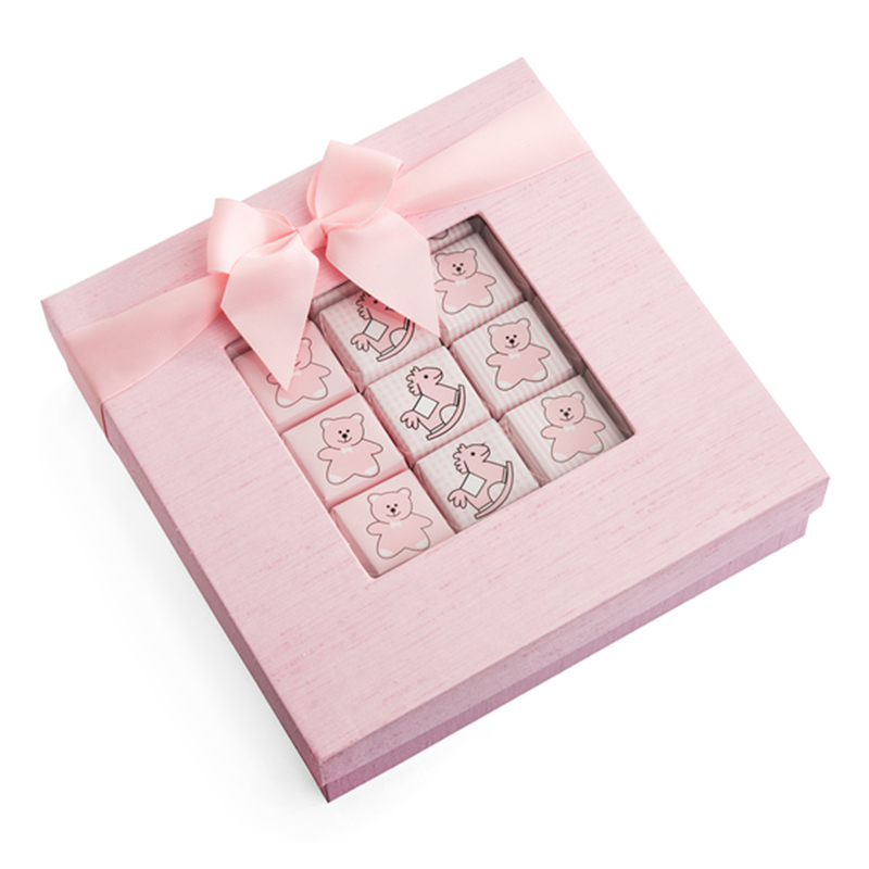 carton rigid carton roz panglică pătrată cutie de hârtie pliantă
