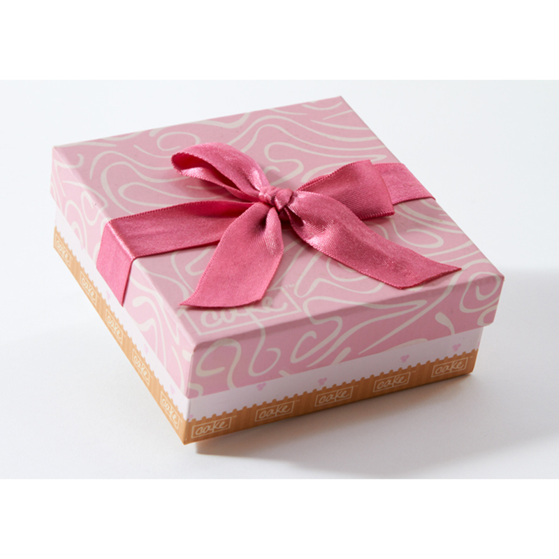 carton rigid carton roz panglică pătrată cutie de hârtie pliantă