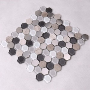 Vânzare fierbinte Marmură de marmură metalică hexagon de sticlă mozaic de sticlă pentru decorațiuni interioare