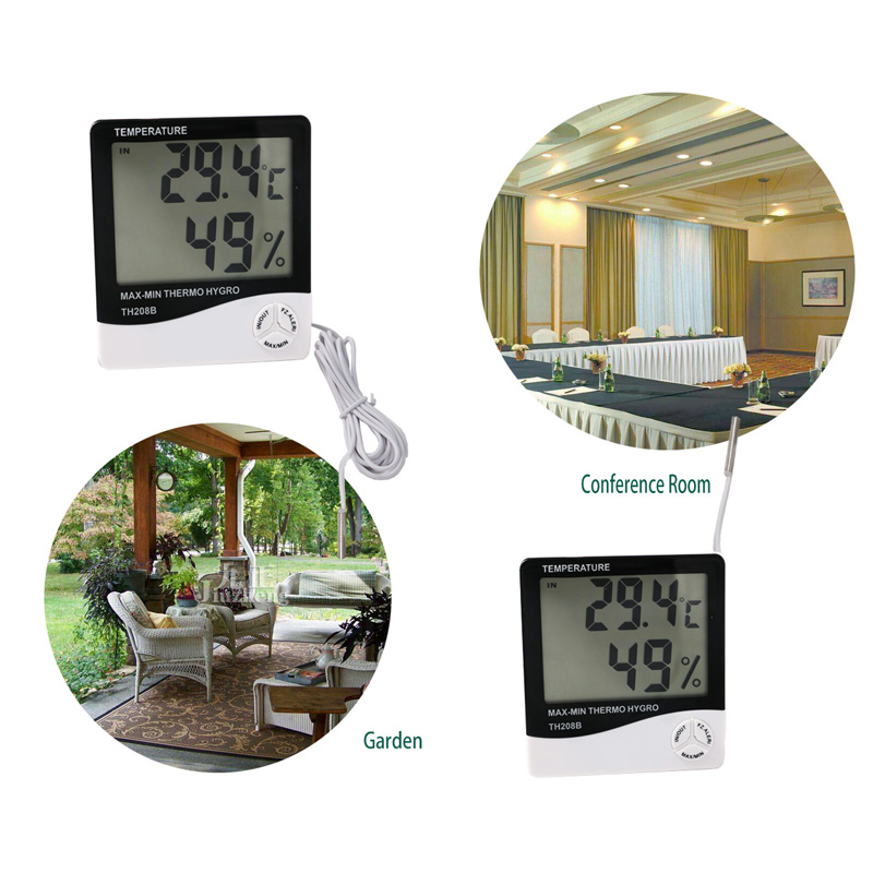 Ecrometru cu design LCD ecologic, mare termometru exterior pentru interior
