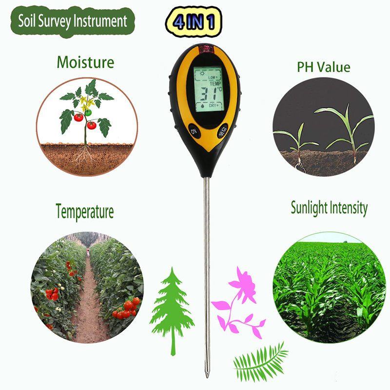 Tester de grădină pentru familie Tester de umiditate a apei Tester de detector PH Test de lumină de umiditate a apei
