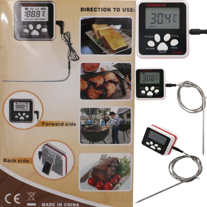 Termometru alimentar digital cu ecran LCD cu sondă din oțel inoxidabil Ecran de citire instant