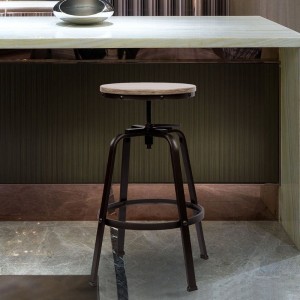 Set de 2 scaune pivotante cu bară pivotantă reglabilă în formă de bară fără spate