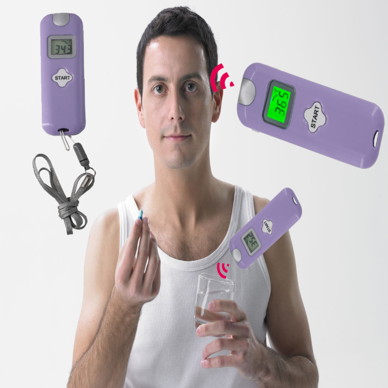 Termometru cu infraroșu fără contact cu 3 iluminări de fundal cu avertizări de temperatură