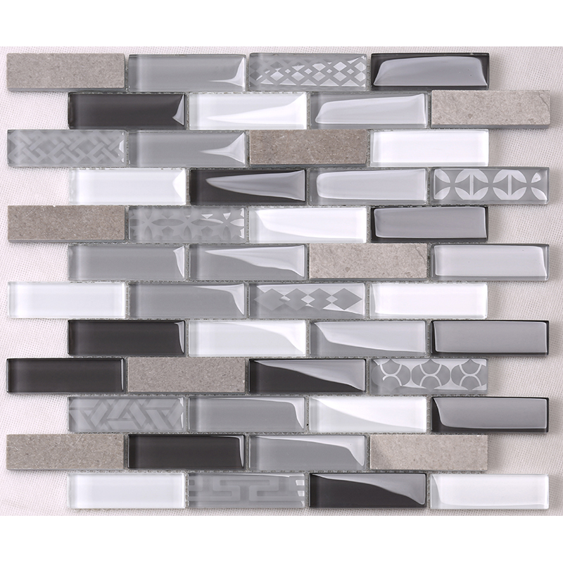 Design modern Sticlă gri sticlă Amestec de marmură și piatră Mozaic decorare Pereți Tile Splash Spate