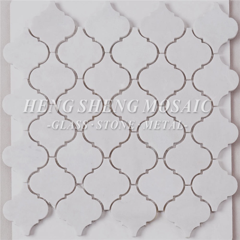 HSC43 Carrara albă piatră naturală de marmură hexagonală cu jet de apă, linie de mozaic în formă de lanternă pentru bucătărie spătar podea baie