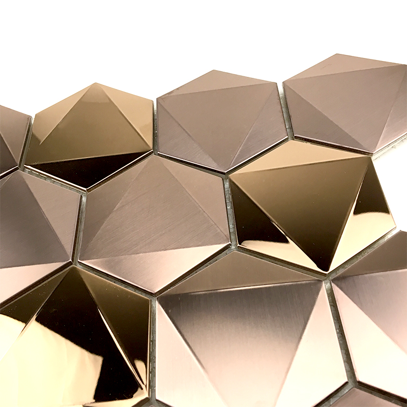 Trandafir 3D din aur roz Rose Hexagon 304/316 Mozaic pentru decorarea pereților
