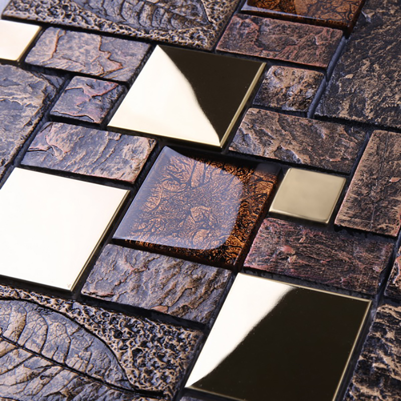 De lux de baie design de sticlă de cristal glitter amestecat cu aur de mozaic din metal pentru decorarea pereților
