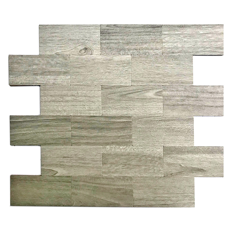 Stil de modă din lemn 3D Metrou amestecare din aluminiu Mosaico Coajă de placă și stick Backsplash Placi
