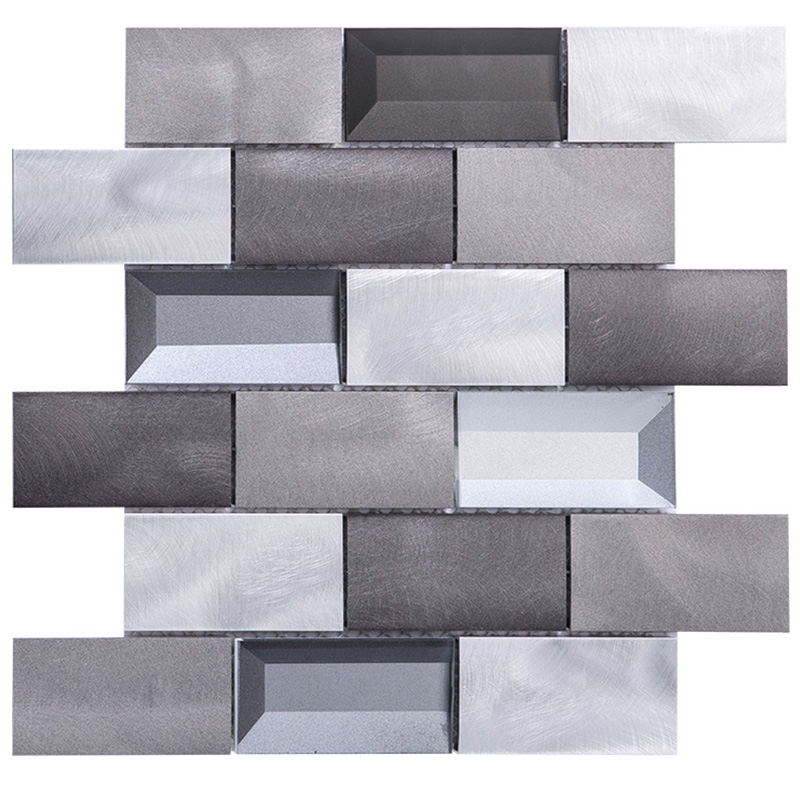 Model de metrou decorativ pentru metrou, perete din aluminiu din metal periat, spătar din faianță din mozaic