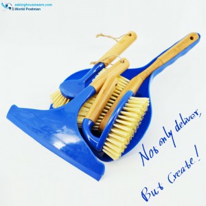 Perii de curățare a mânerelor din bambus Akbrand, menaj 4in1, în culoarea albastru profund