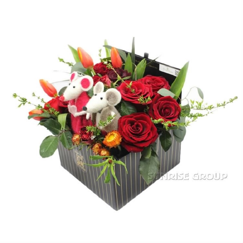 Cutie cu flori pătrate cadou de imprimare personalizată de lux