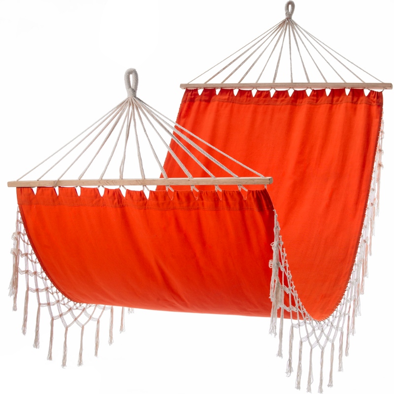 Hamac Macrame din țesătură de interior pentru uz exterior - 100% hamac portabil manual din bumbac cu bara din lemn