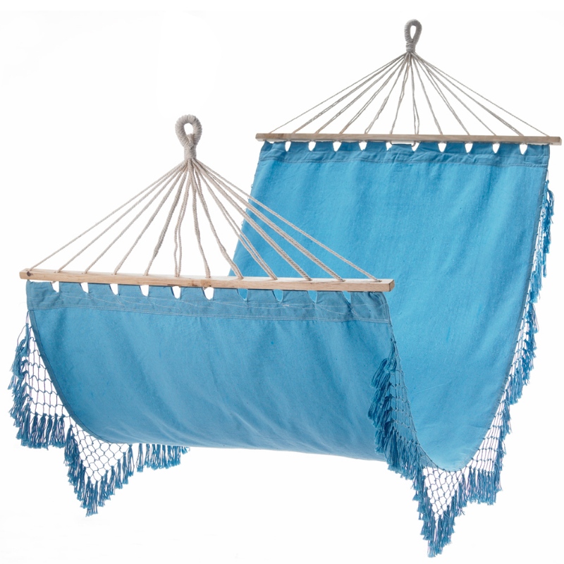 Hamac Macrame din țesătură de interior pentru uz exterior - 100% hamac portabil manual din bumbac cu bara din lemn
