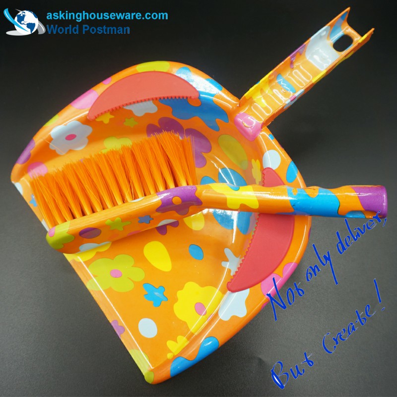 Peria de praf Akbrand Yellow Flower Water Broom cu linie din PVC la intrarea Dustpan