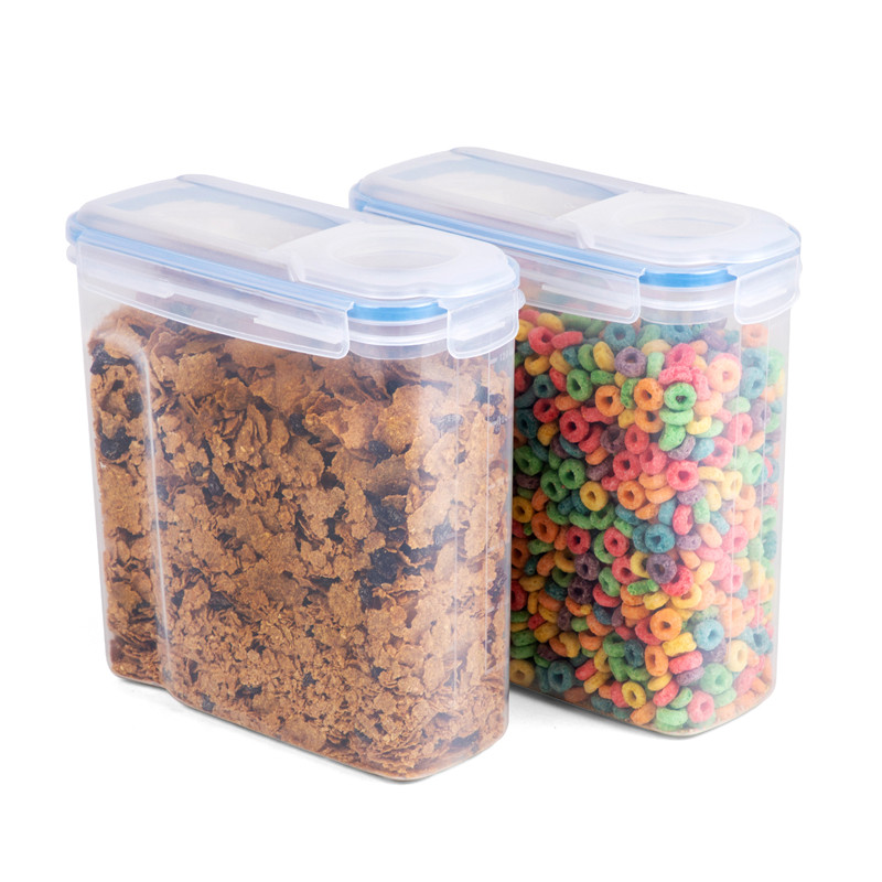 100% Capacele de etanșare Rezistență la scurgere Plastic BPA Container pentru depozitarea cerealelor și a produselor alimentare uscate pentru făină de cereale Zahăr set de cafea de 2 buc x 4,0 L
