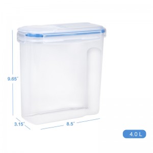 100% Capacele de etanșare Rezistență la scurgere Plastic BPA Container pentru depozitarea cerealelor și a produselor alimentare uscate pentru făină de cereale Zahăr set de cafea de 2 buc x 4,0 L