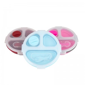 Cutie de prăjit extensibilă și pliabilă Bento Box Silicone Container pentru copii, containere din plastic pentru mâncare