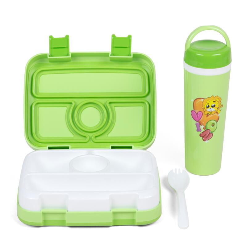 Cutie de prânz pentru copii în stil Bento cu 4 compartimente, dovadă de scurgere