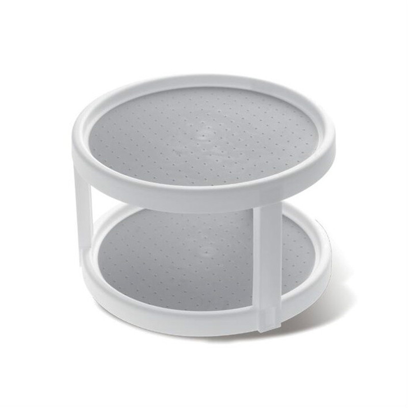 Dulap cu cameră antiderapant cu 2 niveluri Lazy Susan, placă rotativă, 12 inch, alb / gri