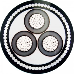 Tensiune medie 11KV 3 cablu blindat cu miez / PVC Swa Cablul electric din oțel