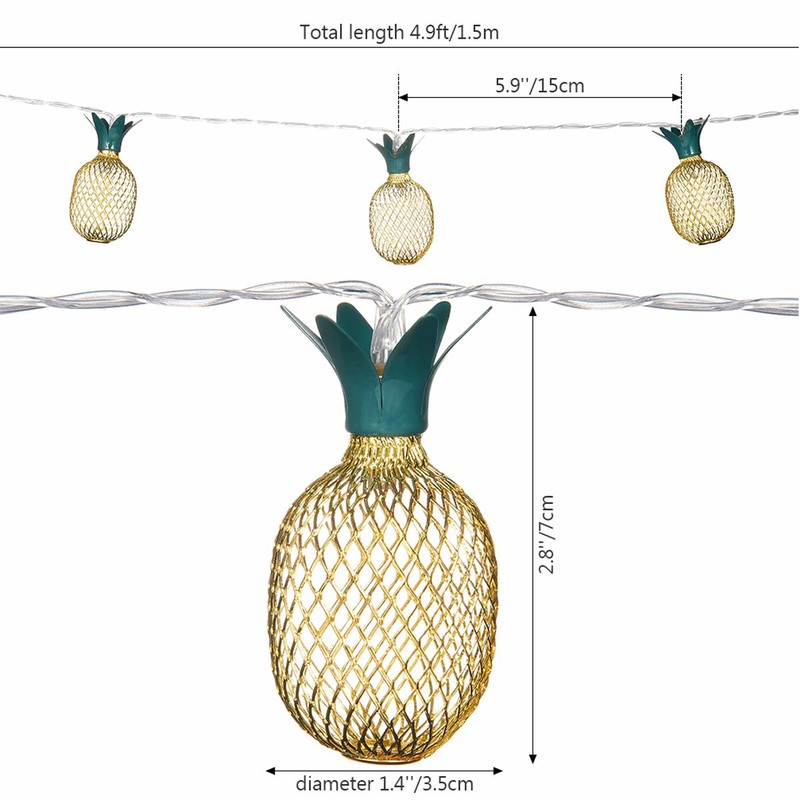 LED 灯 串 10LED Lumină albă caldă cu ananas