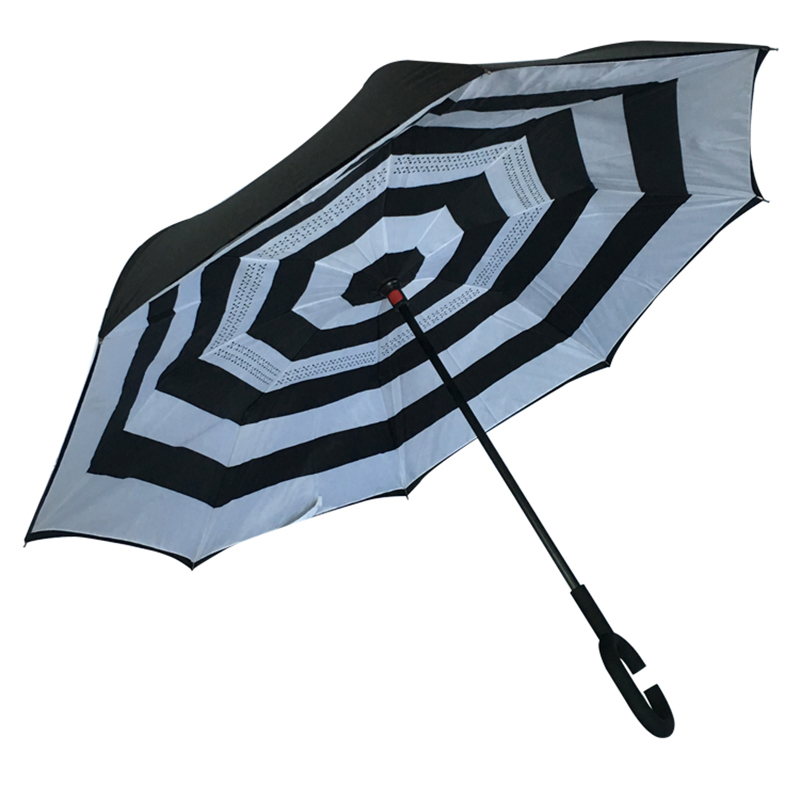 2019 Manual open Self Stand backward din material textil umbrelă inversă inversă din material textil