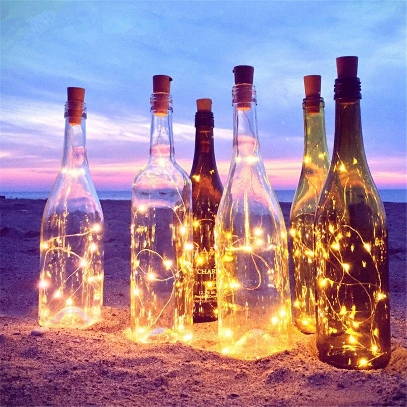 20 LED sticla cu sticla de vin lampa Fairy Lights Față de plută 2M Nunta petrecere
