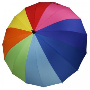 Cadru umbrelă promoție auto deschise 16 coaste Rainbow culoare umbrelă dreaptă personalizată