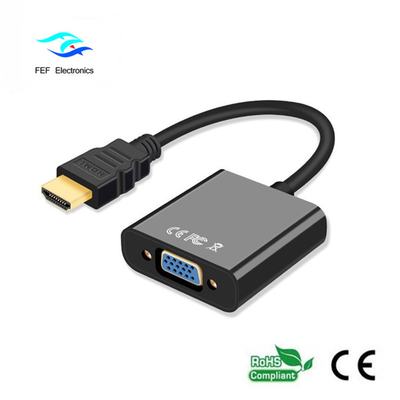 Plug and Play Mascul la femel 1080p Cablu convertor HDMI TO VGA pentru femei Cod: FEF-HIC-001