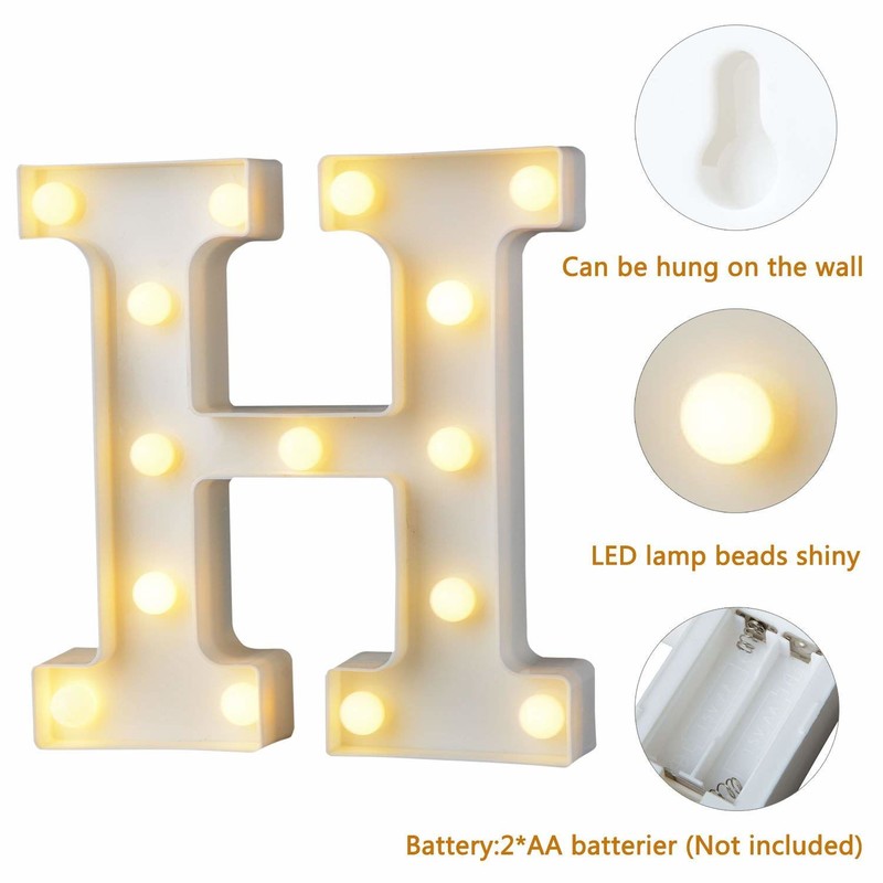 Lumini cu litere alfabet LED lumină litere din plastic alb stând agățat A-M u0026
