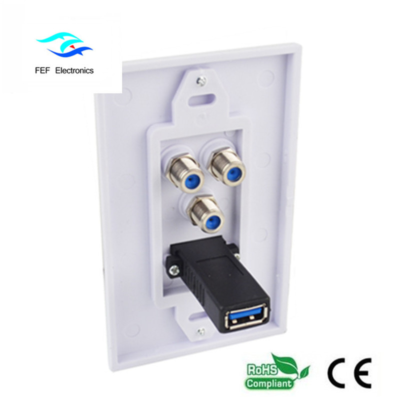 Placă de perete USB3.0 AM + 3F Placă față de perete 115 * 70MM Cod: FEF-M-026